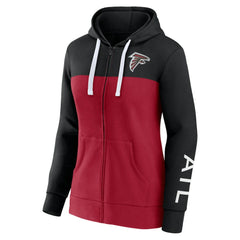 Atlanta Falcons Women's Take The Field Color Block Full-Zip Hoodie Black/Red - Fanatics