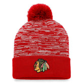 Chicago Blackhawks Fanatics Defender Cuffed Knit Hat with Pom Red