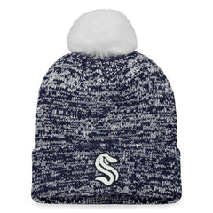 Seattle Kraken Fanatics Women's Glimmer Cuffed Knit Hat with Pom Deep Sea Blue