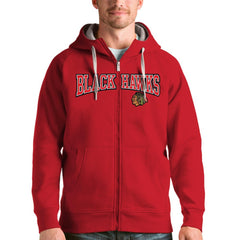 Chicago Blackhawks Antigua Wordmark Victory Full-Zip Hoodie Red