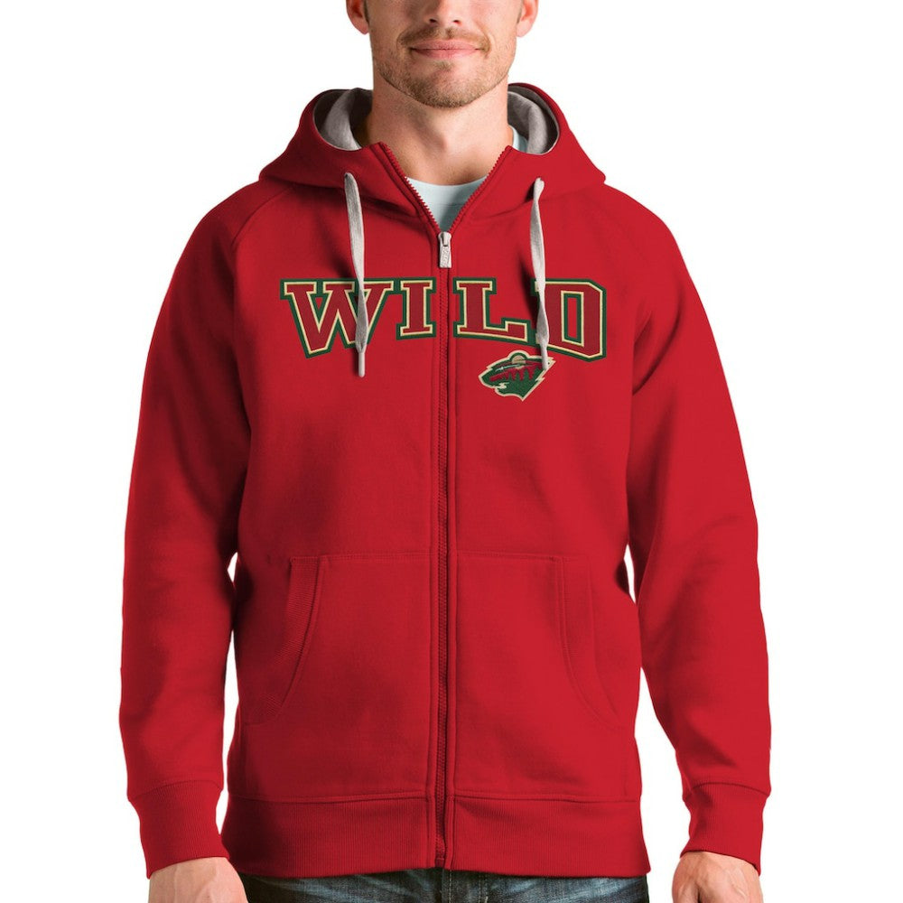 Minnesota Wild - Antigua Wordmark Victory Full-Zip Hoodie Red