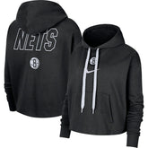 Nike - Brooklyn Nets Women's Courtside Cropped Pullover Hoodie - Black