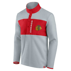 Chicago Blackhawks Fanatics Hockey Polar Fleece Quarter-Snap Jacket Gray/Red