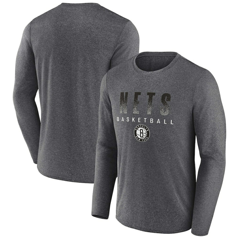 Fanatics - Brooklyn Nets Where Legends Play Iconic Practice Long Sleeve T-Shirt - Heathered Charcoal