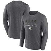 Fanatics - Brooklyn Nets Where Legends Play Iconic Practice Long Sleeve T-Shirt - Heathered Charcoal