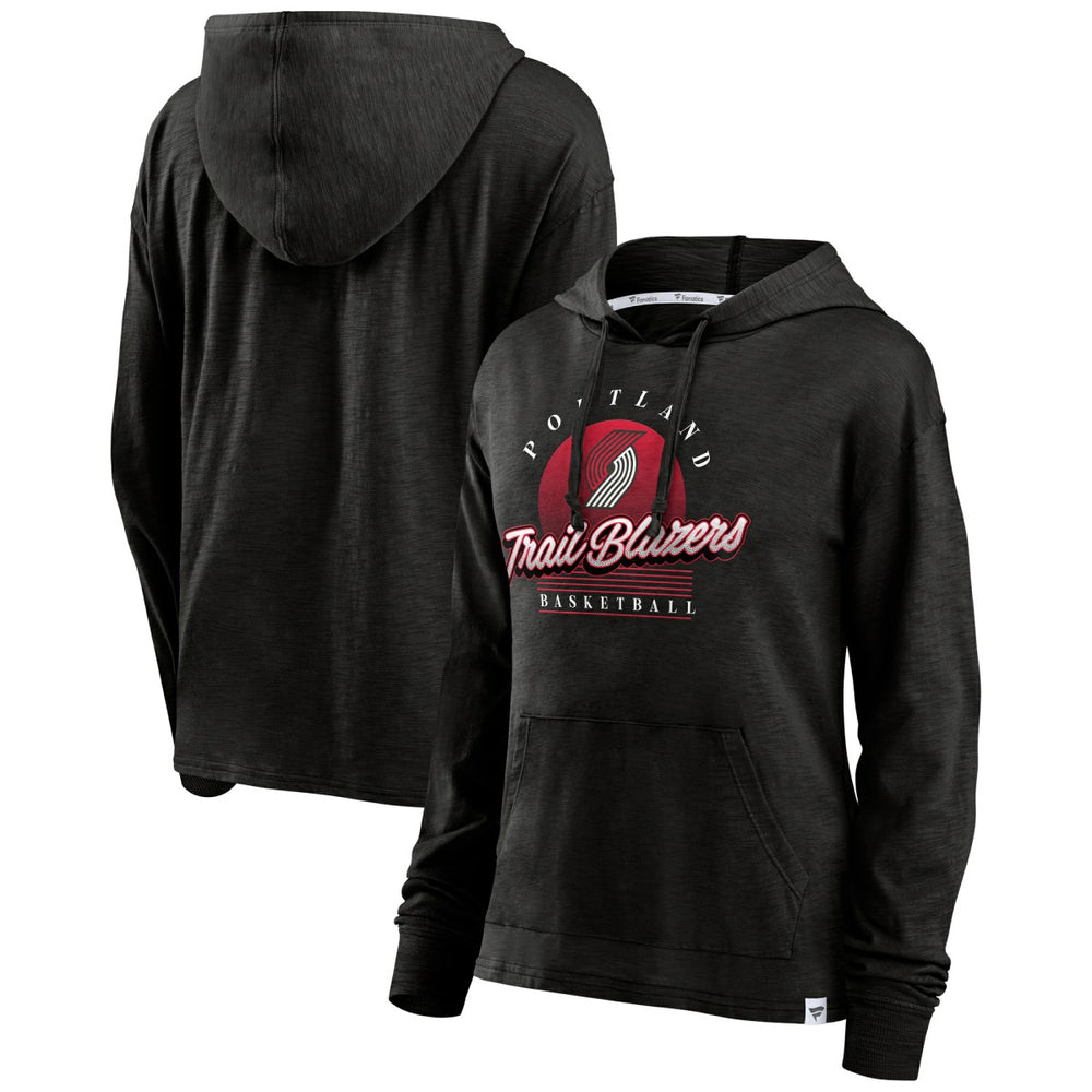 Fanatics - Portland Trail Blazers Women's Full Steam Slub Hoodie T-Shirt - Black