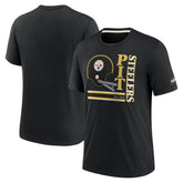 Pittsburgh Steelers Wordmark Logo Tri-Blend T-Shirt Black - Nike