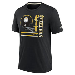 Pittsburgh Steelers Wordmark Logo Tri-Blend T-Shirt Black - Nike