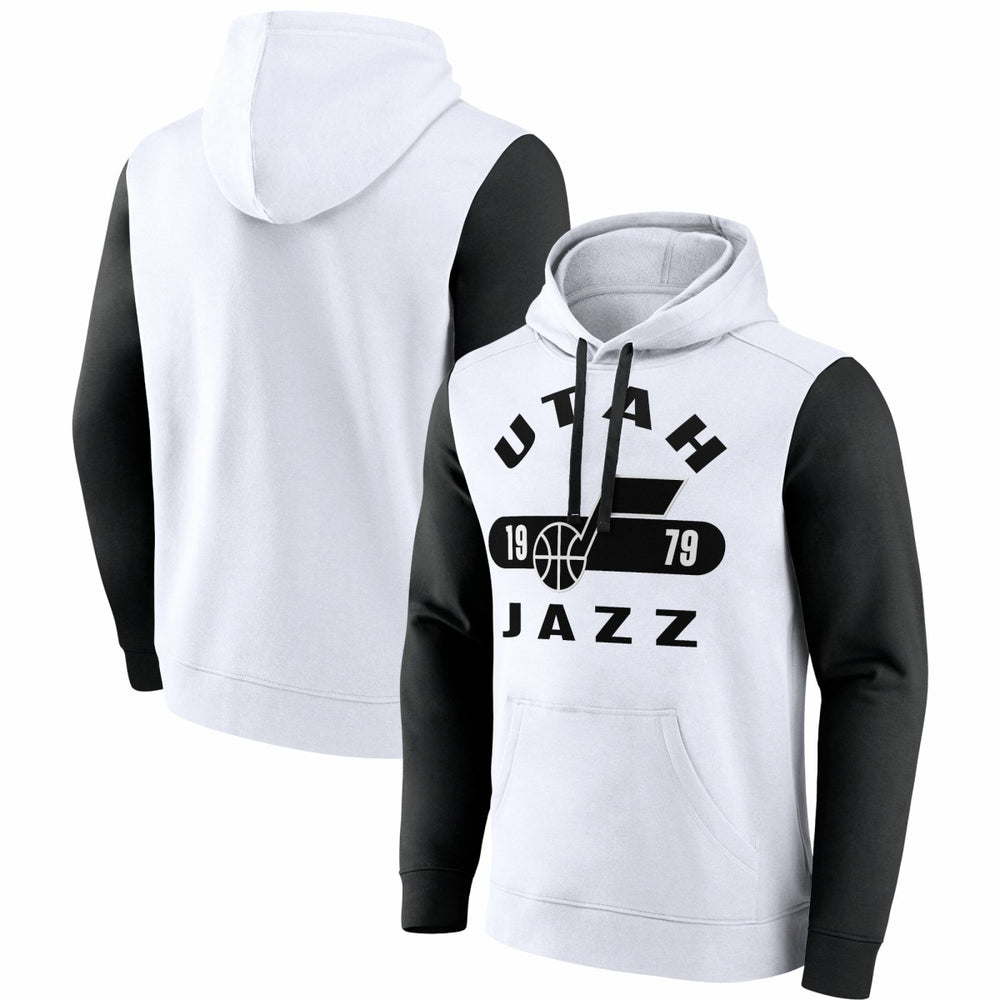 Fanatics - Utah Jazz Attack Colorblock Pullover Hoodie - White/Black