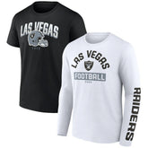 Las Vegas Raiders Long and Short Sleeve Two-Pack T-Shirt Black/White - Fanatics