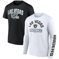 Las Vegas Raiders Long and Short Sleeve Two-Pack T-Shirt Black/White - Fanatics