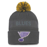 St. Louis Blues - Fanatics Authentic Pro Home Ice Cuffed Knit Hat with Pom Charcoal