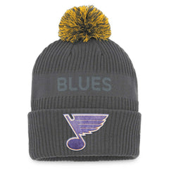 St. Louis Blues - Fanatics Authentic Pro Home Ice Cuffed Knit Hat with Pom Charcoal