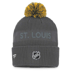 St. Louis Blues - Fanatics Authentic Pro Home Ice Cuffed Knit Hat with Pom Charcoal