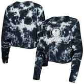 New Era - Brooklyn Nets Women's Tie Dye Cropped Long Sleeve T-Shirt - Black