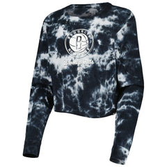 New Era - Brooklyn Nets Women's Tie Dye Cropped Long Sleeve T-Shirt - Black