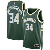 Nike - Giannis Antetokounmpo Milwaukee Bucks Unisex Swingman Jersey - Icon Edition - Hunter Green