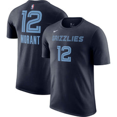 Nike - Ja Morant Memphis Grizzlies Icon 2022/23 Name & Number T-Shirt - Navy