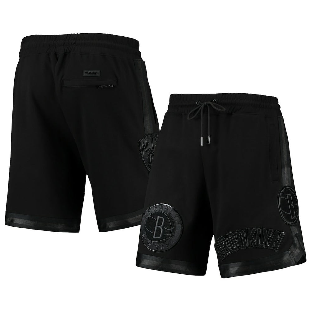 NBA - Brooklyn Nets Pro Standard Triple Black Gloss Logo Shorts