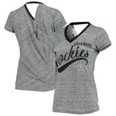 Colorado Rockies Touch Women's Hail Mary Back Wrap Space-Dye V-Neck T-Shirt Online