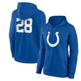 Jonathan Taylor Indianapolis Colts Women's Player Icon Name & Number V-Neck Pullover Hoodie Royal - Fanatics