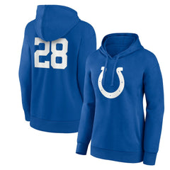 Jonathan Taylor Indianapolis Colts Women's Player Icon Name & Number V-Neck Pullover Hoodie Royal - Fanatics