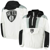 NBA - Brooklyn Nets Starter Striker Crinkle Half-Zip Hoodie Jacket - White