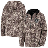 NBA - Brooklyn Nets DKNY Sport Women's Gabriella Windbreaker Half-Zip Hoodie - Leopard