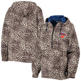 NBA - New York Knicks DKNY Sport Women's Gabriella Windbreaker Half-Zip Hoodie - Leopard