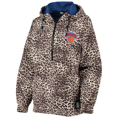 NBA - New York Knicks DKNY Sport Women's Gabriella Windbreaker Half-Zip Hoodie - Leopard