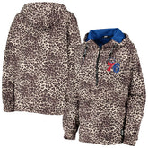 NBA - Philadelphia 76ers DKNY Sport Women's Gabriella Windbreaker Half-Zip Hoodie - Leopard