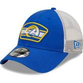 Los Angeles Rams New Era Logo Patch Trucker 9FORTY Snapback Hat Royal/White - NFL