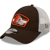 Cleveland Browns New Era Logo Patch Trucker 9FORTY Snapback Hat Brown/White - NFL