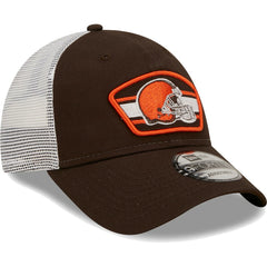 Cleveland Browns New Era Logo Patch Trucker 9FORTY Snapback Hat Brown/White - NFL