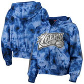 Mitchell & Ness - Philadelphia 76ers Women's Galaxy Sublimated Windbreaker Pullover Full-Zip Hoodie - Royal