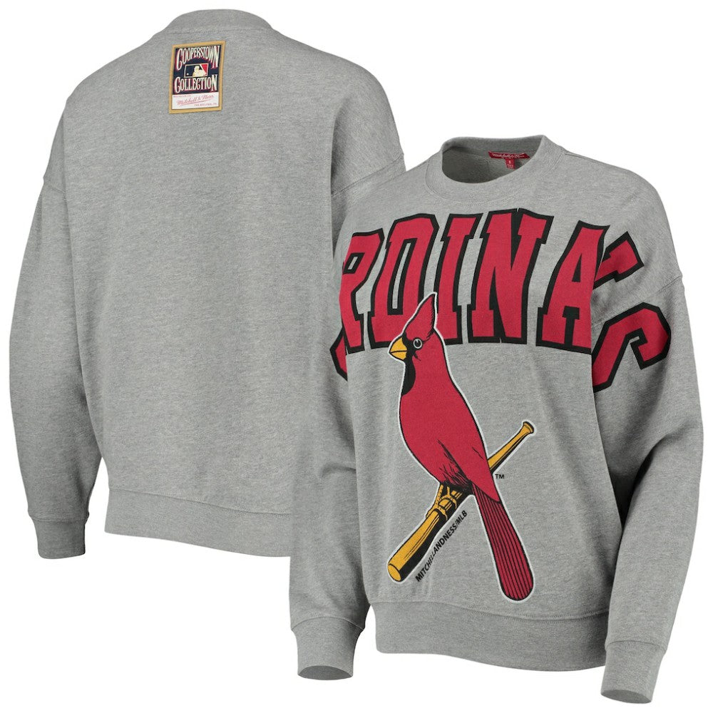 St. Louis Cardinals Mitchell & Ness Women's Cooperstown Collection Logo Lightweight Pullover Sweatshirt Online