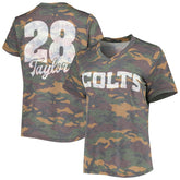 Jonathan Taylor Indianapolis Colts Majestic Threads Women's Name & Number V-Neck Tri-Blend T-Shirt Camo - NFL