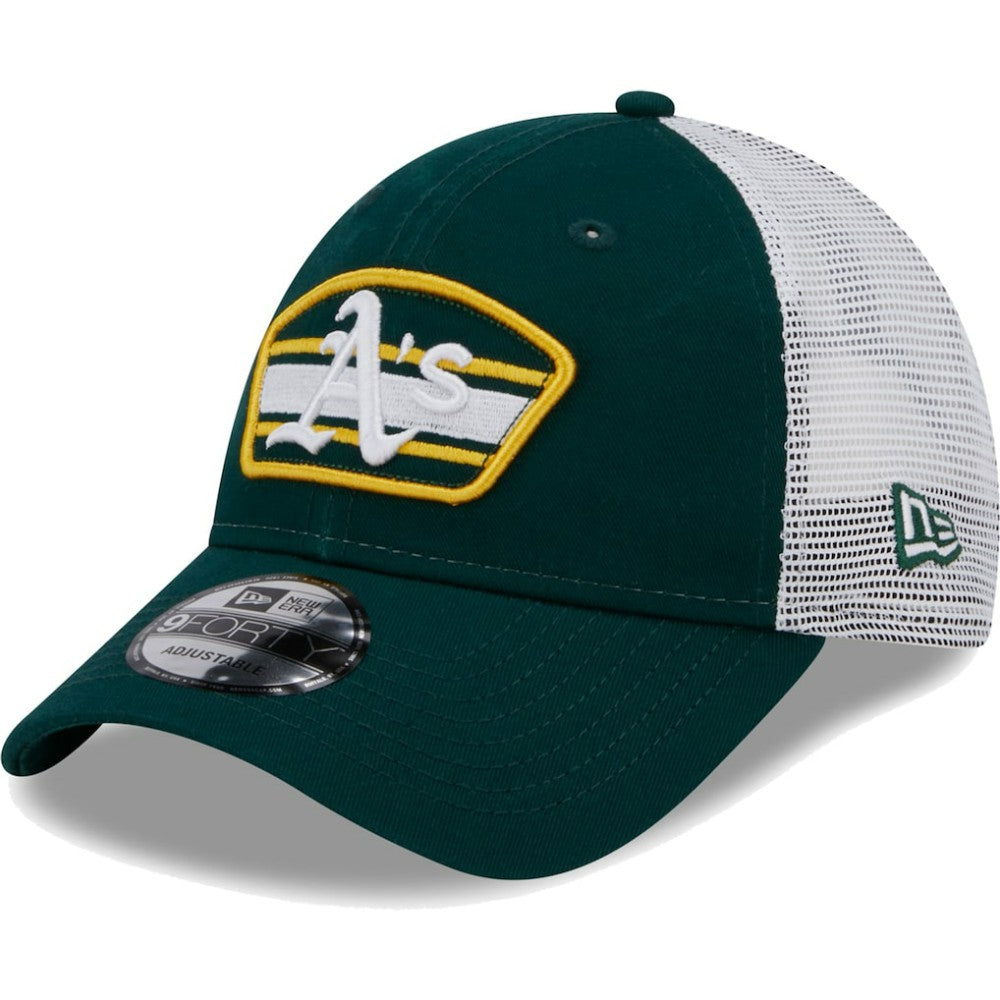 Athletics New Era Logo Patch 9FORTY Trucker Snapback Hat Lifestyle