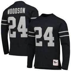 Charles Woodson Oakland Raiders Retired Player Name & Number Long Sleeve Top Black - Mitchell & Ness