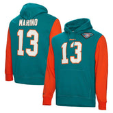 Dan Marino Miami Dolphins Retired Player Name & Number Pullover Hoodie Aqua - Mitchell & Ness