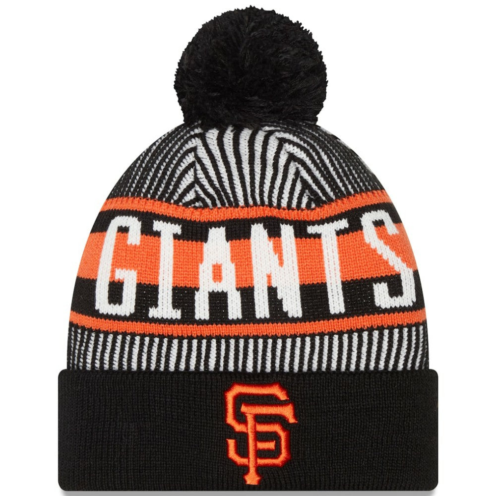 San Francisco Giants New Era Striped Cuffed Knit Hat with Pom for sale