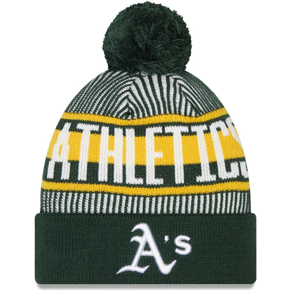 Athletics New Era Striped Cuffed Knit Hat with Pom Online