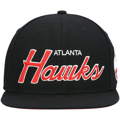 Mitchell & Ness - Atlanta Hawks Hardwood Classics Script 2.0 Snapback Hat - Black