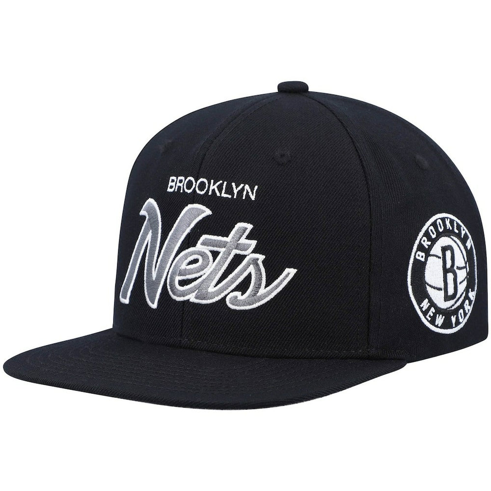 Mitchell & Ness - Brooklyn Nets Hardwood Classics Script 2.0 Snapback Hat - Black