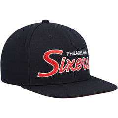 Mitchell & Ness - Philadelphia 76ers Hardwood Classics Script 2.0 Snapback Hat - Black