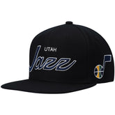 Mitchell & Ness - Utah Jazz Hardwood Classics Script 2.0 Snapback Hat - Black