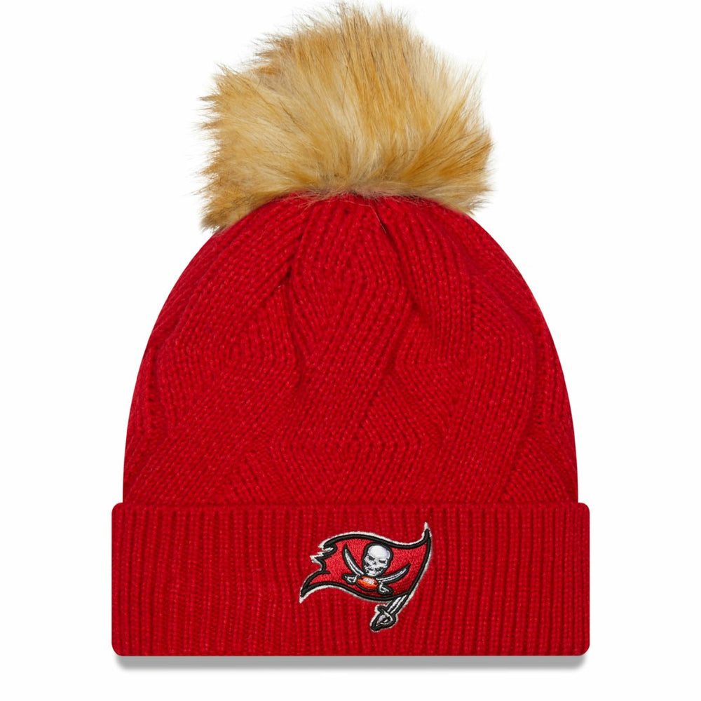 Tampa Bay Buccaneers New Era Women's Snowy Cuffed Knit Hat with Pom Red - NFL