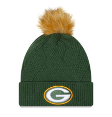 Green Bay Packers New Era Women's Snowy Cuffed Knit Hat with Pom Green - NFL