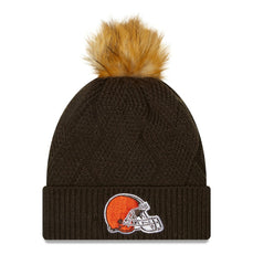 Cleveland Browns New Era Women's Snowy Cuffed Knit Hat with Pom Brown - NFL
