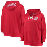 Washington Nationals Women's Plus Size Lace-Up V-Neck Pullover Hoodie On Sale
